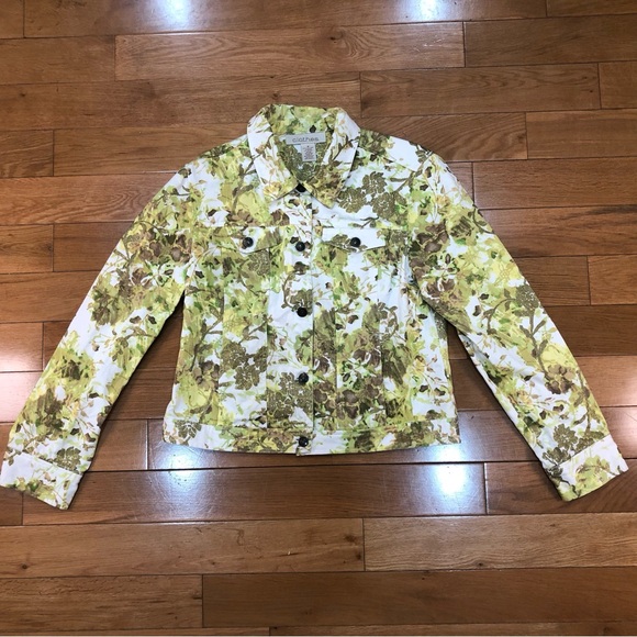 c.l.o.t.h.e.s. Floral Print Button Front Denim Jacket Size M - Picture 5 of 13
